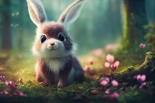 Acryl-Bild 50 x 30 cm: kaninchen im winterwald weihnachten hintergrund farbe kunst (192812586)