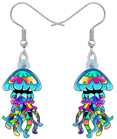 DALANE Acryl niedlich Quallen Ohrringe Hängend Baumeln Ozean Tier Quallen Schmuck Geschenke für Damen Mädchen Dekor (Mehrfabig)