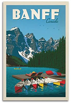 YIBIN Vintage-Reiseposter für Banff-Poster, dekoratives Gemälde, Leinwand, Wandposter und Kunstbild, modernes Familien-Schlafzimmer, 60 x 90 cm