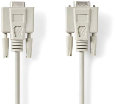 Nedis Serielles Kabel | D-SUB 9-Pin Stecker | D-SUB 9-Pin-Buchse | Vernickelt | 3.00 m | rund | PVC | Elfenbein | Plastikbeutel