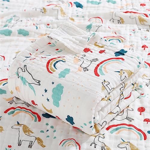 Chickwin Musselin Babydecke Pucktücher, Niedlich Weich Bequem Baumwolle Badetuch Vielseitig Dick Decke Kuscheldecke für Junge, Mädchen, Babys Gesche, Baby Kinderwagen (110x110cm,Regenbogen)