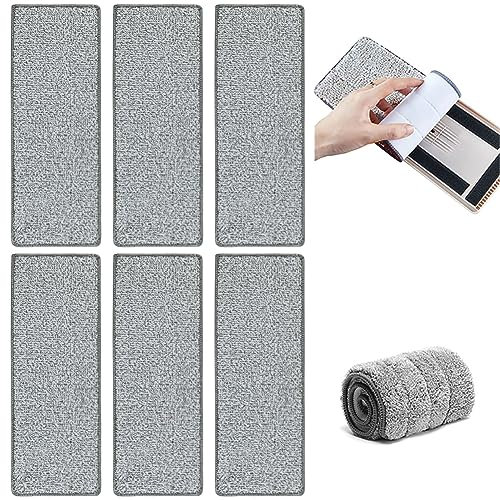 Almohadillas de Fregona Reutilizables,6 Piezas Almohadilla de Repuesto para Trapeador,Mopa de Microfibra de Repuesto,Mopa de Microfibra es Adecuada para Fregonas Planas,Azulejos,Etc,Aprox,33*12cm.