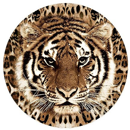 HERCHR Teppich Mit Tigermuster, 40–140 cm, Runder Flanell-Teppich, Badematte Mit Tiermotiv Für Badezimmer, Saugfähiger Badewannenteppich Mit Tiermotiv Für Die Heimdekoration(40cm)