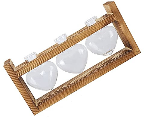 Retro-DIY-Blumentöpfe, Vintage-Tischvase mit Holzrahmen, Innovative Heimdekoration (Retro-Rahmen + 3-Herz-Flasche)