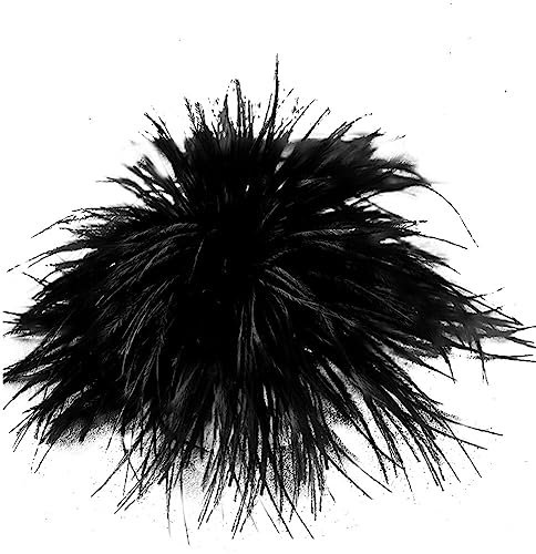 Mode Broche Plume iSpchen Moelleuses Décoration de Cheveux Plume D'autruche épingle à Cheveux Broche Filles Accessoires pour Cheveux de Plage pour Femmes Pompon d'hiver,Noir