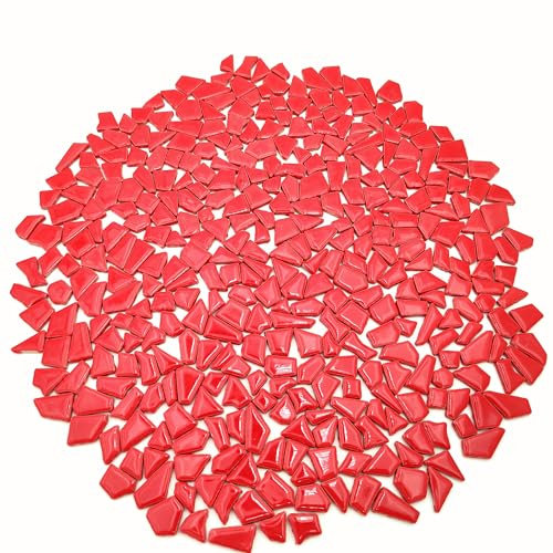 500 g unregelmäßige Keramik-Mosaikfliesen, 0,5 x 2 cm, kleine Mosaikstücke, Steine für DIY-Mosaikherstellung, Handwerk, Hobby, Kunst, Heimdekoration, Wanddekoration (rot)