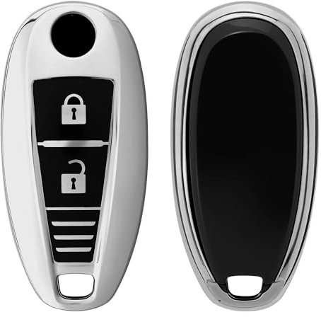 FELEA étui Porte-clés Coque clé pour Suzuki Swift/Vitara/Grand Vitara II / SX4 / Baleno, Cadre clé de Voiture télécommande,B-Silver