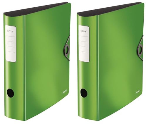 Leitz Qualitäts-Ordner 180° Active Solid, A4, Breit, Abgerundeter Rücken, 8,2 cm breit, Gummibandverschluss, Leichtes Polyfoam, Plastik-Ordner, Hellgrün, 10471050 (Packung mit 2)