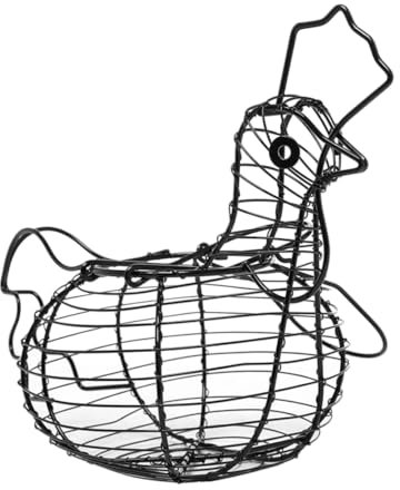 Egg Storage Holder Rack Egg Holder Basket Chicken Shaped Wire Fruit Metal Table Top Snacks Organizer Kitchen Gadget Black
