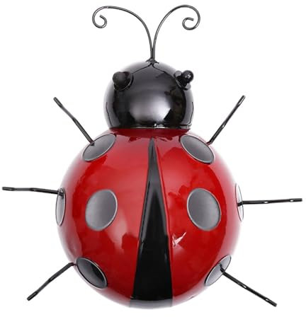 Djowyh Metall MarienkäFer Garten Marienkäfer Garten Deko | Niedliche Wanddeko KäFer Gartendeko Figuren MarienkäFer, Gartenfigur Wandskulptur FüR Zaun Draussen Terrassen Dekoration
