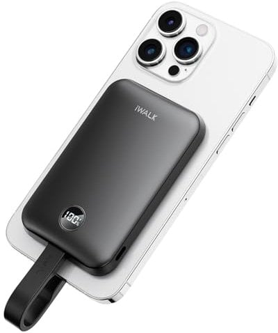 iWALK Batería Externa magnética portátil de 10.000 mAh: Qi2 certificada 15 W Wireless Power Bank 30 W Carga rápida con Cable USB-C batería con indicador LED para iPhone 16/15/14/13/12 Serie