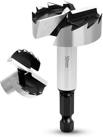 NICAVKIT 50 mm Broca Forstner para madera, 50 mm Brocas Madera De Dientes Múltiples, cortador de agujeros para madera con vástago hexagonal, broca para madera
