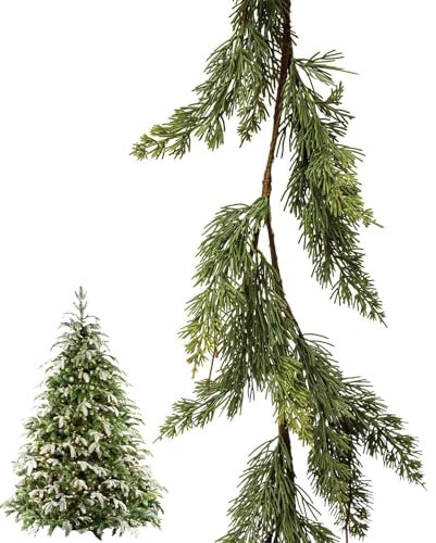 Künstliche Zederngirlande - 250cm - Künstliche Weihnachtsgirlande Tannengirlande Weihnachtsdekoration - Weiche Künstliche Kiefernnadel Grüne Tannen Girlande Weihnachten Für Treppen, Kamin, Fenster