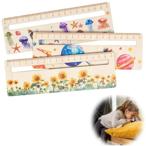 Personalisiert Lesehilfe Lineal Kinder, 3 pcs Schulbeginn Lesezeichen aus Holz für Junge Schulkind Hilfe Lesen Lernen