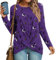 HOTGIFT Womens Tunics Top Long Sleeve Casual Shirts Plus Size Loose Blouse Halloween-Purple X-Large