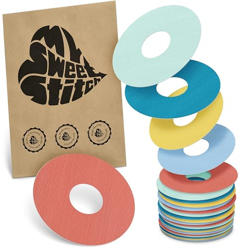 MySweetStitch 25 Ringpatches für Katheter klein rund Pastel | Stabilisiert ablösende Ränder, Mitte bleibt frei, wasserfest und flexibel, bis zu 15 Tage Halt