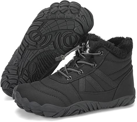 Mishansha Barefoot Niños Botas Niña Invierno Botines Niño Invierno Botas Nieve Impermeable Zapatos de Invierno Negro,Gr.28