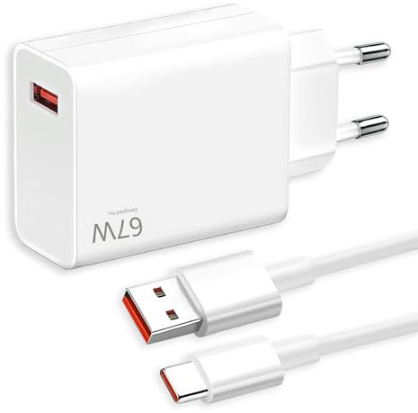 67W Schnellladegerät mit 1,5m 6A Typ C Ladekabel, Kompatibel mit Xiaomi 15, 15Pro,14, 13T, 13, 13 P, Mi12, 12 Pro, Mi11, Mi10, Redmi Note 13, 12, 11, 10, 9, Poco F5, F5 Pro, X6, X5, X4