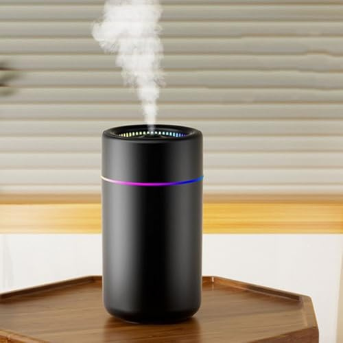 SPORTARC Mini Air Scent Kleiner Luftbefeuchter, Auto Ätherisches Öl Diffusor, 7 LED Farbwechsel Licht, Tragbarer Mini Luftbefeuchter (Schwarz)