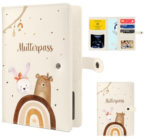 Mngevcy Mutterpass Schutzhülle mit 9 Fächern, Mutterpasshülle aus Kunstleder, Mutterpasshüllen zur Aufbewahrung von Versicherungskarten, Ultraschallbildern&Impfpass