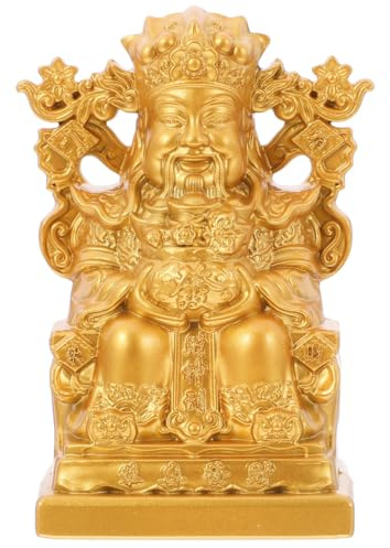 Amosfun Statue des Wohlstandsgottes Chinesischer Reichtumsgott Yeh Figur für Wohnzimmer Büro Feng Shui-