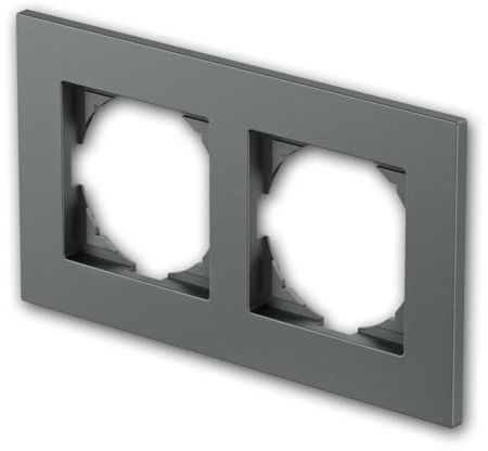 LOGIQ Rahmen FLAT, 2-fach, für Lichtschalter oder Steckdose, Farbe anthrazit, Doppelrahmen für Längs- und Quermontage, 10er Pack