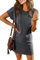 PrinStory Dresses For Women T Shirt Short Sleeve Dresses Round Neck Cozy Basic Dress Wth Side Pockets Skin-Friendly Stretch Spring Summer Dress For Women (Black,L)