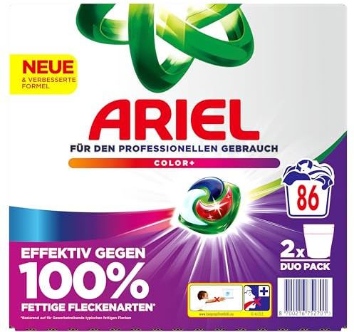 Ariel Professional All-in-1-Pods Waschkapseln Color+, bekämpft alle Arten von Fettflecken, für den professionellen Gebrauch