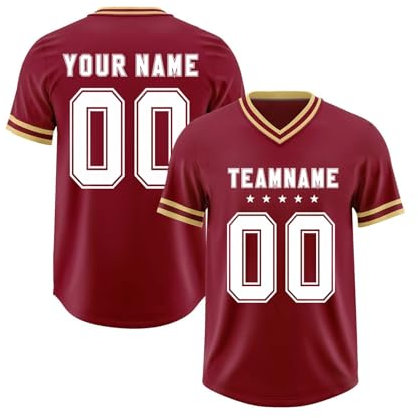 Personalisiertes American Football Trikot,Football Trikot Individuell Bedruckt Namen Nummer & Logo,Sportliche Kleidung Für Herren Und Damen Unisex Teamtrikot Trikot Mit Eigenem Namen(1-Wine)