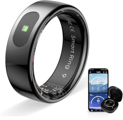 HPLSZCN Smart Ring Health Tracker, Touch Health Rings, Heart Rate, Blood Oxygen, Women Health, Sleep & Fitness Tracker, Smart Ring for Women & Men, No App Fee for Features (Black, 13)