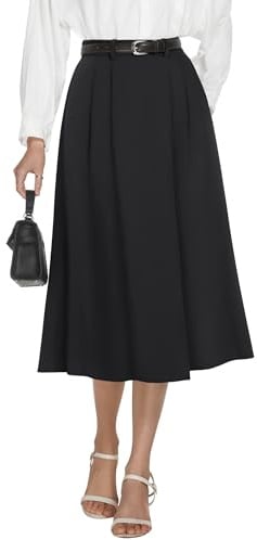 Casly Lamiit Skirts for Women Dressy Casual A Line Midi Skirt Black M