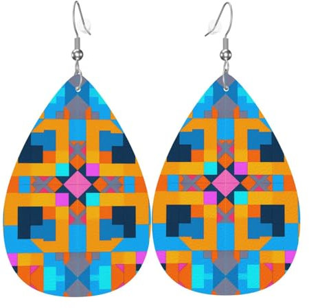 numerical jigsaw puzzle Printed teardrop earrings for women | Temperamental dating earrings | Birthday gift for best friend