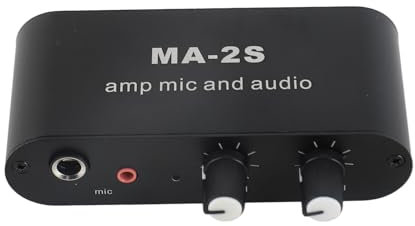 Stereo-Audio-Preamp, Tragbarer Mikrofonvorverstärker mit 75-fach Verstärkung, 3,5mm/6,35mm Klinke für Dynamische/Kondensator-Mikrofone, Studioaufnahmen & Live-Streaming (Inkl.