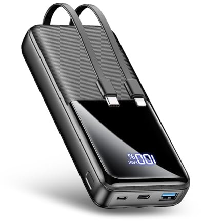 15000mAh Power Bank Fast Charging, USB-C Portable Charger with Built-in Cables, Powerbank Compatible with iPhone 16 15 14 13 12 Pro Max Android and More