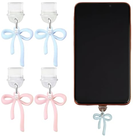 Aohyue 4er-Pack Zubehör Anhänger, Typ-C Staubschutz-Stecker Charms, kompatibel für Kindle und für iPhone 16/15, Geschenk für Männer und Frauen, elegante Telefon- und Tablet-Charms