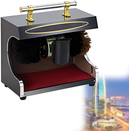 OzcNykt Máquina de Lustrado de Zapatos Eléctrica, MáQuina AutomáTica para Limpiar Zapatos, Cepillo EsféRico Combinado, Hogar/Comercial ElegantBlackGold