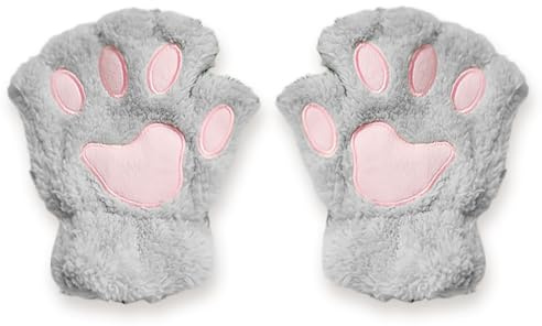VILITI Cat Gloves,Women Cat Paw Winter Mittens Plush Warm Half Finger Cute Novelty Bear Claw Thermal Soft Hand Gear Furry Fingerless,for Halloween Cosplay Party Fancy Dress Costume Outfit Accessories