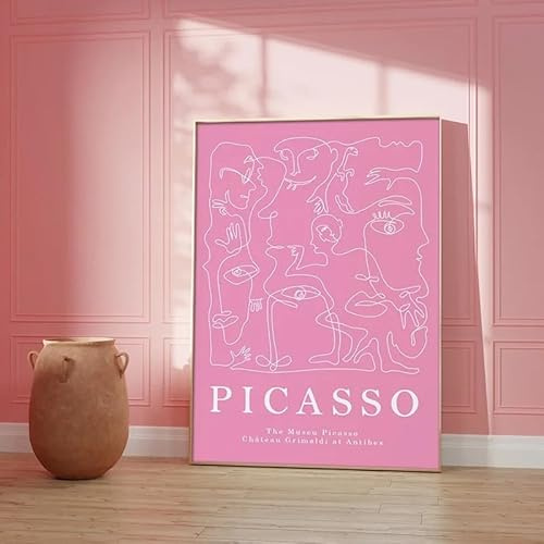 GKUVBF Affiches et impressions d'art mural Henri Matisse, tableau sur toile rose saumon blush, images abstraites de lignes pour la décoration intérieure de la chambre (60x80cm/sans cadre)