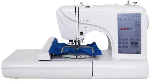 UIBAO Computergesteuerte Stickmaschine Für Kleidung,4 X 4/4 X 9,25 Großer Stickbereich,7'' Großer LCD-Touchscreen,96 Integrierte Designs,8 Digitale Muster Und 10 Musterränder