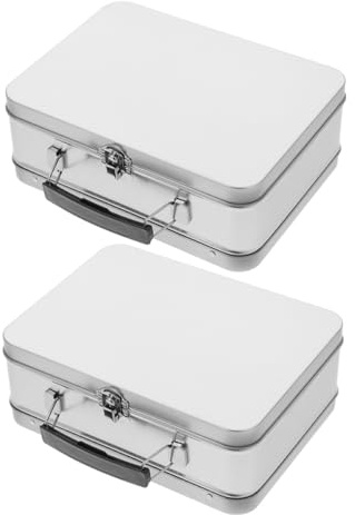 minkissy 2 Loncheras Vintage de Hojalata con Asa y Cierre Seguro, Caja Metálica Decorativa para Almacenamiento Práctico y Transporte de Alimentos