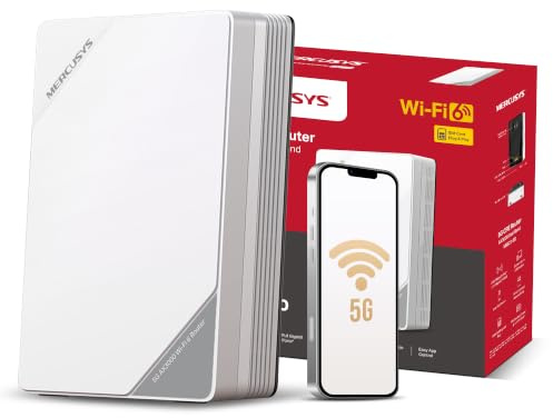 MERCUSYS MB521-5G 5G Router with SIM Slot, AX3000 WiFi 6 Dual Band Router | EasyMesh, Up to 256 Devices, VPN Server/Client, 2 Antenna Ports, Plug&Play, Gigabit WAN/LAN Ports, for Home, Travel