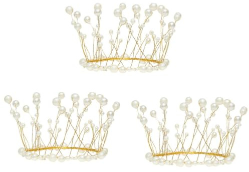 Golden Metal Crown 3pcs Cake Decoration for Dessert and Party Events | Delicate Beautiful Ornament, Suitable for Birthday Celebrations, Baking Displays, Random Color Finish