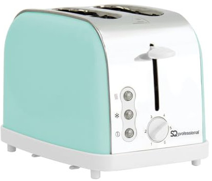 SQ Professional Dainty Legacy Toaster Kitchen 2 slice Bread Toaster with 6 Browning levels & defrost,cancel & reheat function with indicator lights 900W (Seafoam)