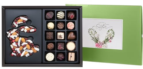 CHOCOLISSIMO - bestreute Schokoladentafel und 15 Edle Pralinen, Schokolade, Ostergeschenk, Luxuriöse Pralinenmischung in stilvoller Geschenkbox, Geschenkidee zu Ostern für Frauen, Osterschokolade