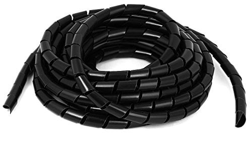 TV PC Cinema Cable Tidy Wrap Organizer Spiral Wrapping Band 12mm 12M (Dia 12MM-Length12M, Black)