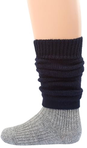 Hirsch Natur, Baby- und Kleinkind Krabbelschoner/Beinstulpen, 100% Wolle (Marine, One Size)