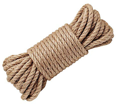 Wolike Corde en chanvre naturelle et solide Épaisseur 6 / 8 / 10 / 12 / 14 / 16 mm pour travaux manuels, jardin, griffoir pour chat (10 m), 6 mm
