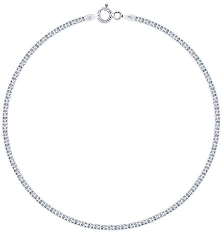 PLANETYS - Bismarck kette Diamantiert Armband 925 Sterling Silber rhodiniert 1.8 mm Breite Verschiedene Längen: 18-19-20-21 cm