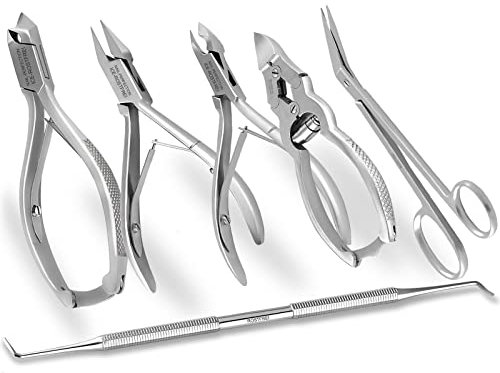 Pediküre Fußpflege-Set Nagelzangen für extra dicke Nägel 6-Teiliges Fußpflegeinstrumente-Set aus rostfreiem Edelstahl für nomale und eingewachsene Nägel