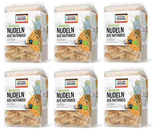 6 x 225 g Bio Thailändische Fairtrade Reisnudeln braun | Braune Natur Reisnudel von Fairtrade Original | Glutenfrei | Bio Naturreisnudel | ideal für vietnamesische Pho